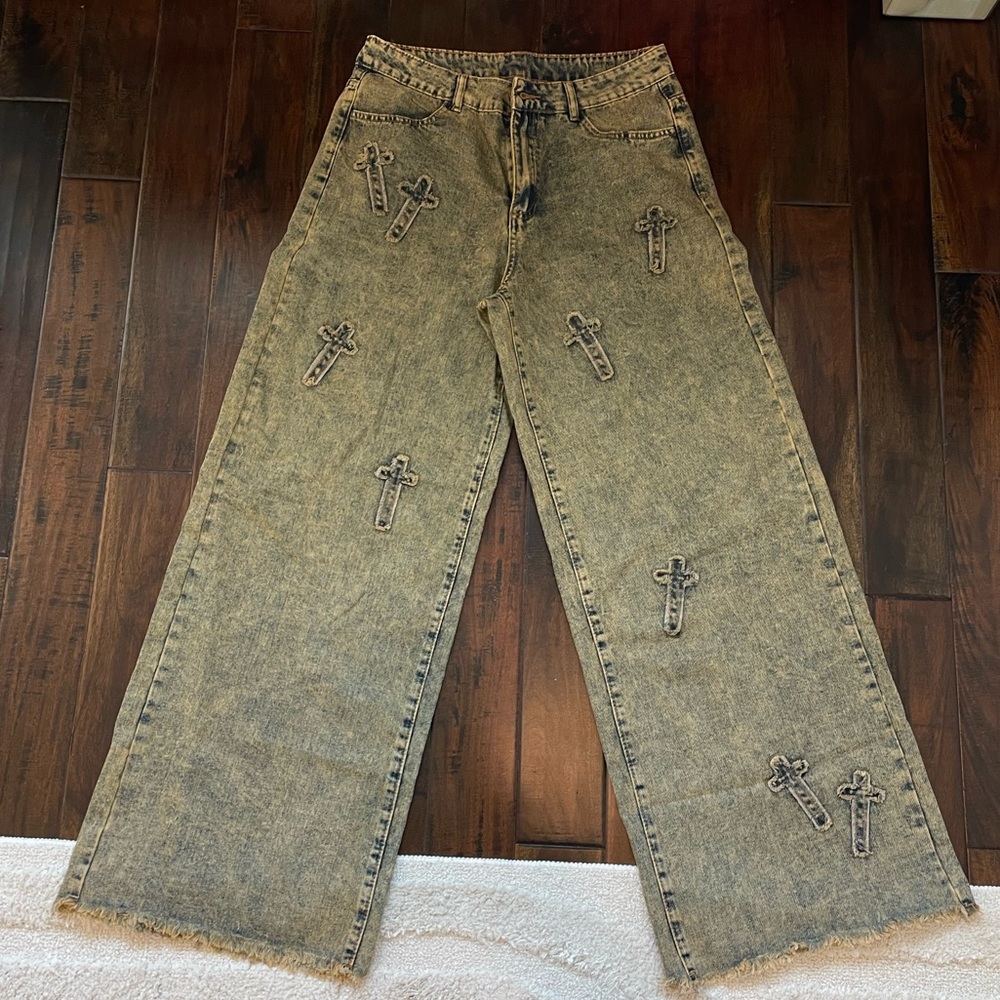 SHEIN Light Yellow Wash Denim Jeans